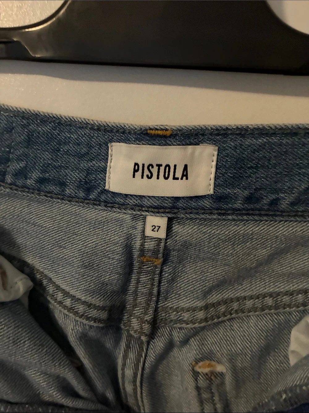 Pistola Cassie Raw Hem Light Wash Straight Leg Jeans